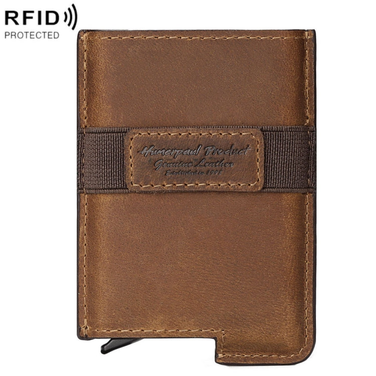 HUMERPAUL BP977 Set di carte di credito automatiche in pelle con scatola antifurto RFID, BP977 Black, BP977 Dark Brown, BP977 Brown