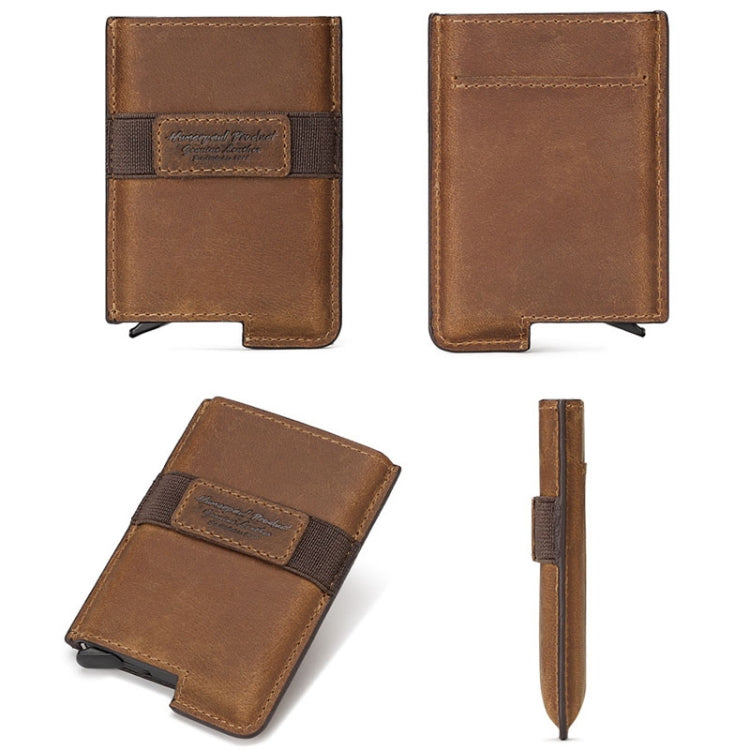 HUMERPAUL BP977 Set di carte di credito automatiche in pelle con scatola antifurto RFID, BP977 Black, BP977 Dark Brown, BP977 Brown