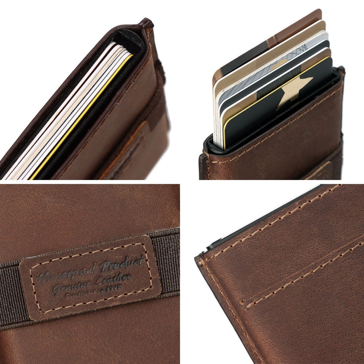 HUMERPAUL BP977 Set di carte di credito automatiche in pelle con scatola antifurto RFID, BP977 Black, BP977 Dark Brown, BP977 Brown
