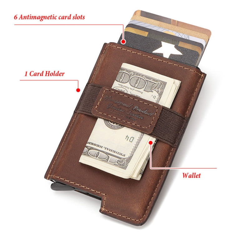 HUMERPAUL BP977 Set di carte di credito automatiche in pelle con scatola antifurto RFID, BP977 Black, BP977 Dark Brown, BP977 Brown