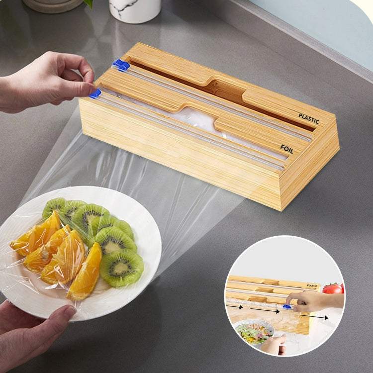 Dispenser per fogli di alluminio Scatola portaoggetti in legno per cassetto della cucina, stile:, Two Slots, Three Slots