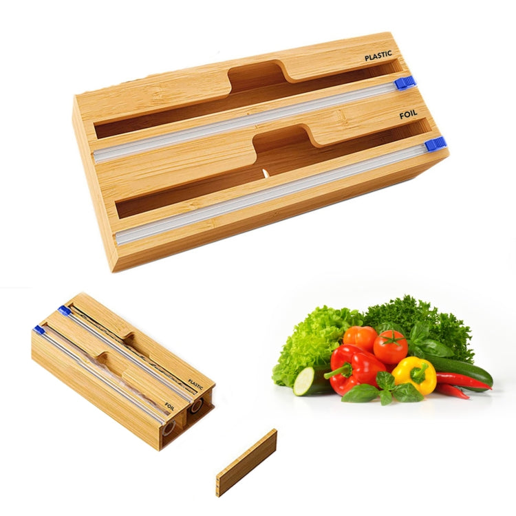 Dispenser per fogli di alluminio Scatola portaoggetti in legno per cassetto della cucina, stile:, Two Slots, Three Slots
