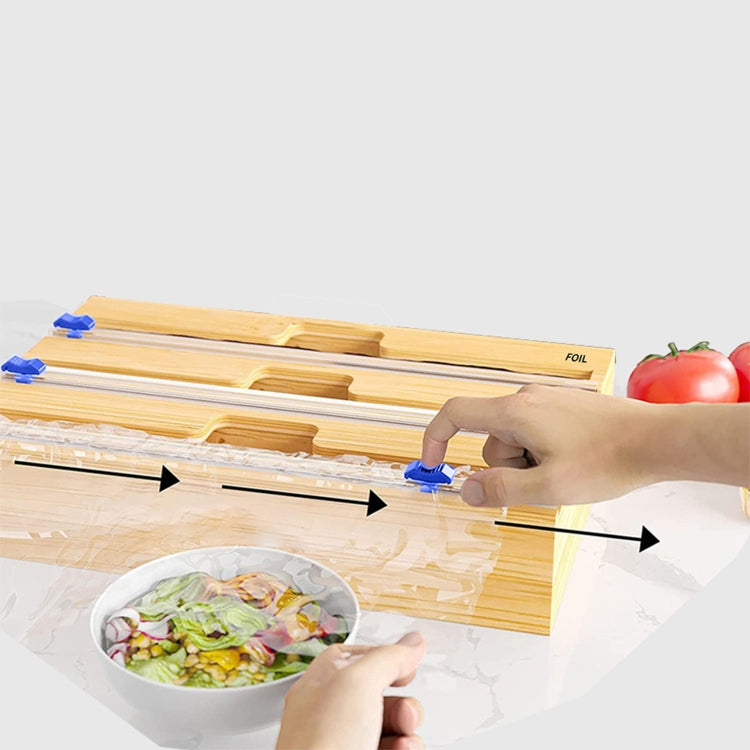 Dispenser per fogli di alluminio Scatola portaoggetti in legno per cassetto della cucina, stile:, Two Slots, Three Slots