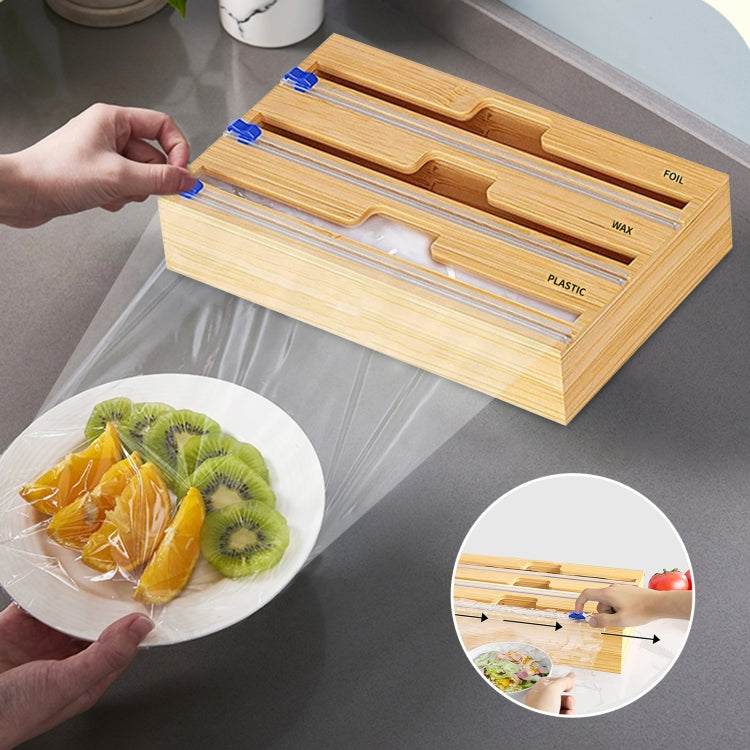 Dispenser per fogli di alluminio Scatola portaoggetti in legno per cassetto della cucina, stile:, Two Slots, Three Slots