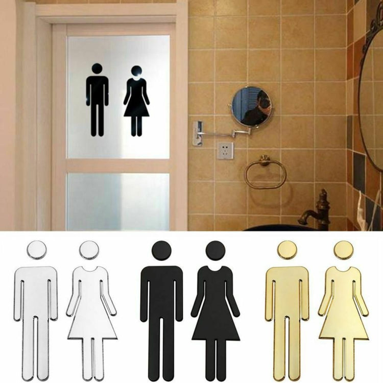 2 pezzi 20 cm 3D fai da te uomo e donna adesivo toilette WC porta segno decalcomanie segni WC, 20cm (Silver), 20cm (Black), 20cm (Rose Gold), 20cm (Antique Copper)