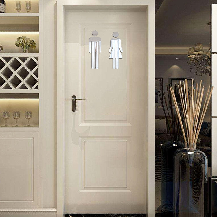 2 pezzi 20 cm 3D fai da te uomo e donna adesivo toilette WC porta segno decalcomanie segni WC, 20cm (Silver), 20cm (Black), 20cm (Rose Gold), 20cm (Antique Copper)