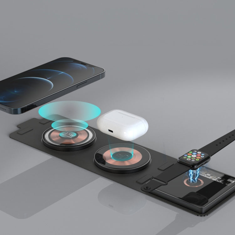 Caricabatterie wireless 3 in 1 15W pieghevole in vetro