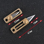 Mini coltello in ottone Carry-on Portachiavi EDC Ciondolo Push-pull Coltello per disimballaggio, Brass