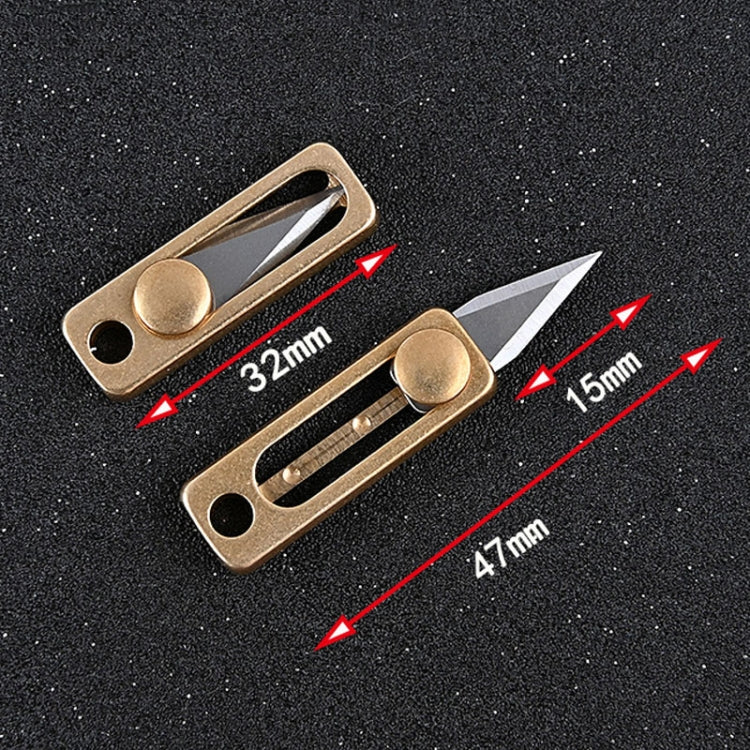 Mini coltello in ottone Carry-on Portachiavi EDC Ciondolo Push-pull Coltello per disimballaggio, Brass