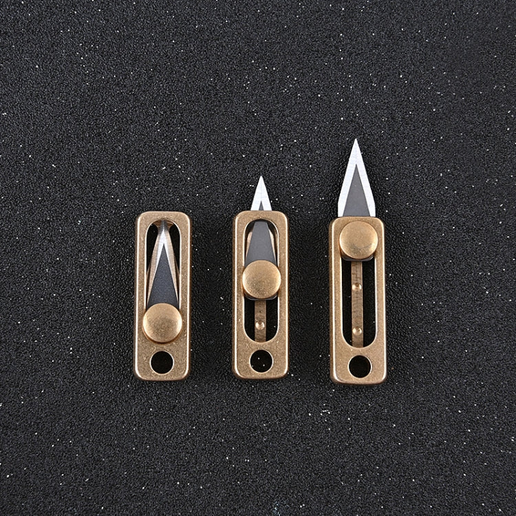 Mini coltello in ottone Carry-on Portachiavi EDC Ciondolo Push-pull Coltello per disimballaggio, Brass