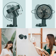Telecomando intelligente Ricarica USB Testa oscillante Ventilatore da tavolo Ventilatore per passeggino, White, Black, Green