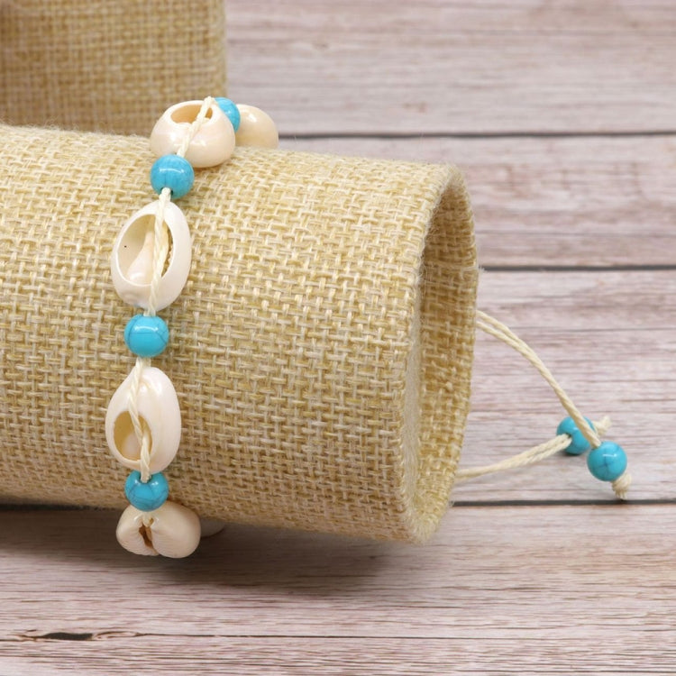 Bracciale a conchiglia regolabile in corda intrecciata a mano da 3 pezzi
