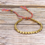2 PCS gioielli braccialetto di perline di rame irregolare tessuto a mano, Matte, Light, Light Red Rope