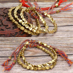 2 PCS gioielli braccialetto di perline di rame irregolare tessuto a mano, Matte, Light, Light Red Rope