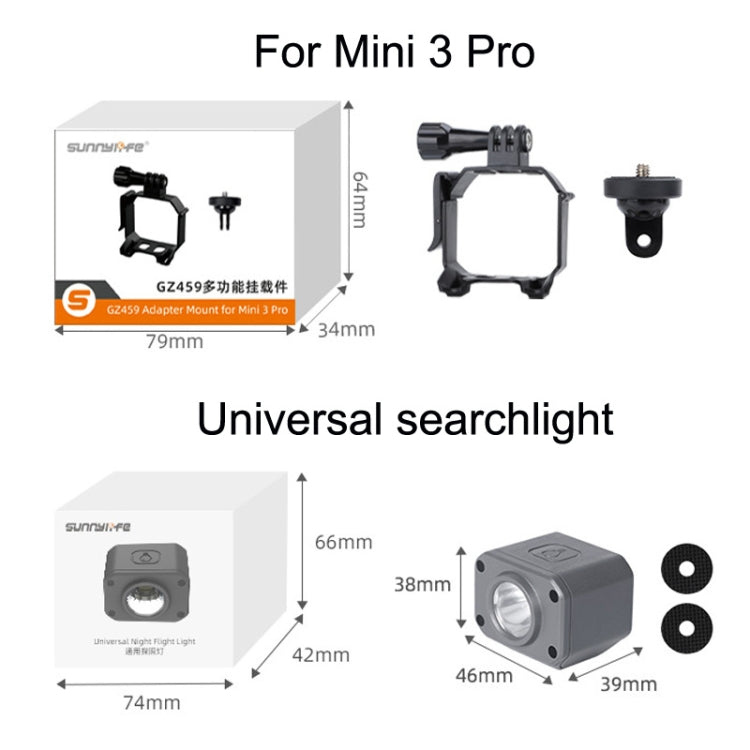Sunnylife MM3-GZ459 Per DJI Mini 3 Pro GoPro10 Action Camera Mount, Hanging Load, Searchlight, Hanging Load+Searchlight set