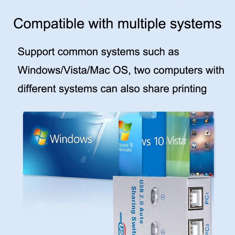 SW68 2 in 1 Switcher Condivisione di stampa automatica USB, Black, Silver