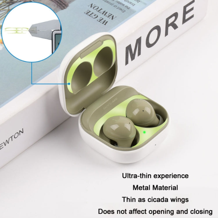 Adesivo antipolvere in metallo con coperchio interno per cuffie da 5 pezzi per Samsung Galaxy Buds 2, Black, Silver Gray, Rose Gold, Gold