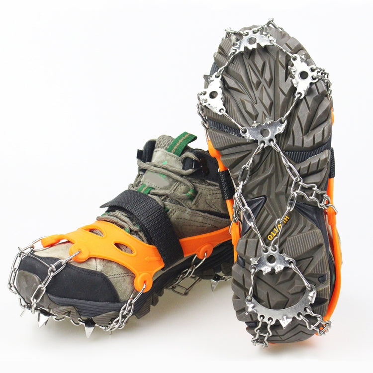 1 paio di ramponi da 23 punte, per passeggiate invernali all'aperto, per la pesca sul ghiaccio, con racchette da neve, dimensioni:, M Orange, L Orange, XL Orange, M Black, L Black, XL  Black