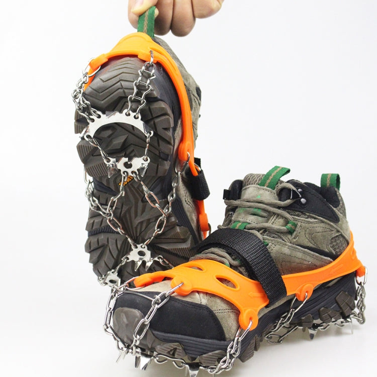1 paio di ramponi da 23 punte, per passeggiate invernali all'aperto, per la pesca sul ghiaccio, con racchette da neve, dimensioni:, M Orange, L Orange, XL Orange, M Black, L Black, XL  Black