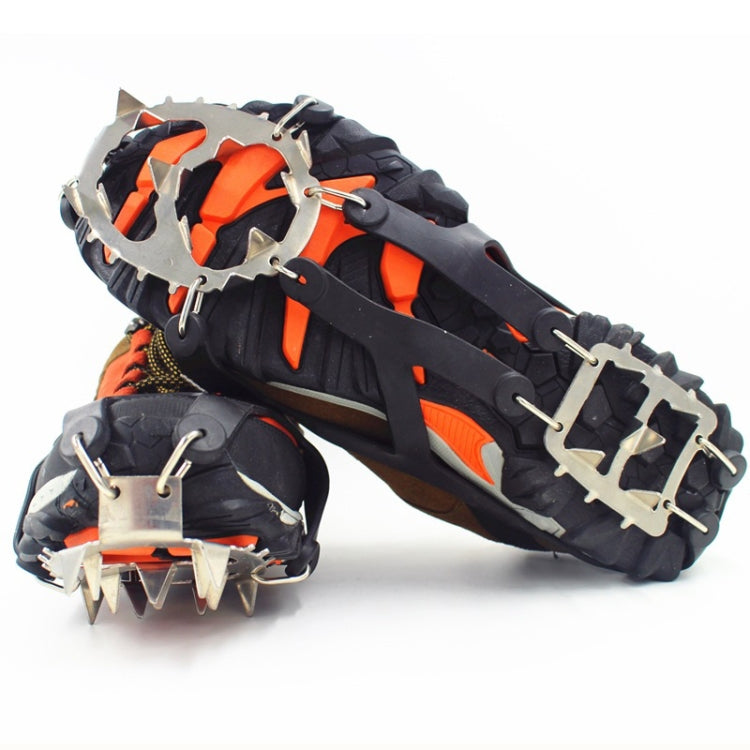 1 paio di 18 ramponi a punte grandi, per passeggiate invernali all'aperto, per la pesca sul ghiaccio, con racchette da neve, dimensioni:, M Black, L Black, M Orange, L Orange