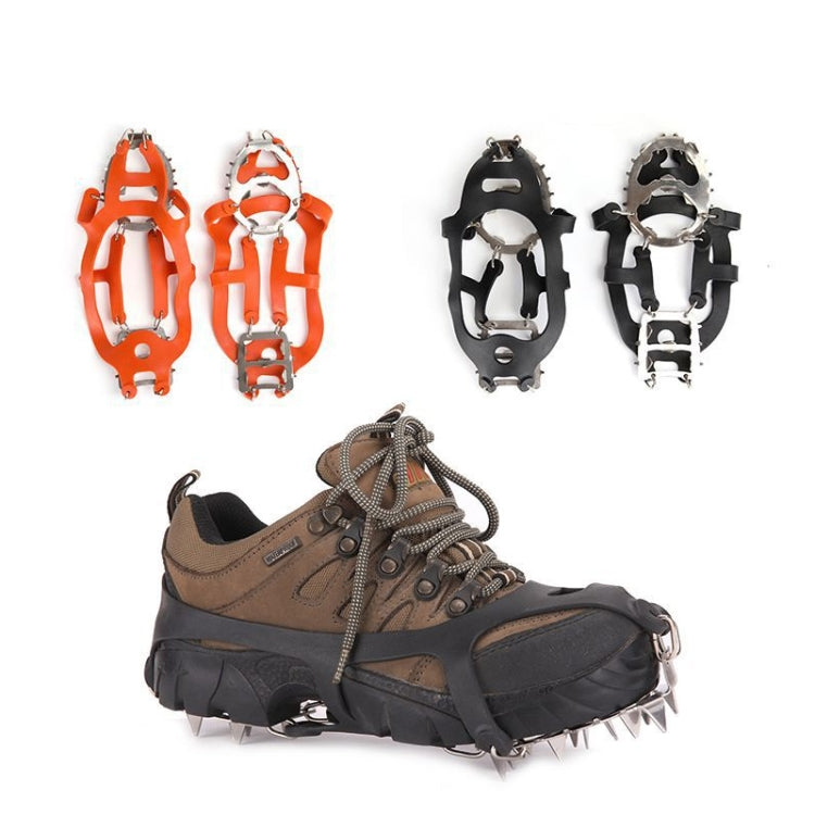 1 paio di 18 ramponi a punte grandi, per passeggiate invernali all'aperto, per la pesca sul ghiaccio, con racchette da neve, dimensioni:, M Black, L Black, M Orange, L Orange