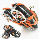 1 paio di 18 ramponi a punte grandi, per passeggiate invernali all'aperto, per la pesca sul ghiaccio, con racchette da neve, dimensioni:, M Black, L Black, M Orange, L Orange