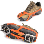 1 paio di 18 ramponi a punte grandi, per passeggiate invernali all'aperto, per la pesca sul ghiaccio, con racchette da neve, dimensioni:, M Black, L Black, M Orange, L Orange