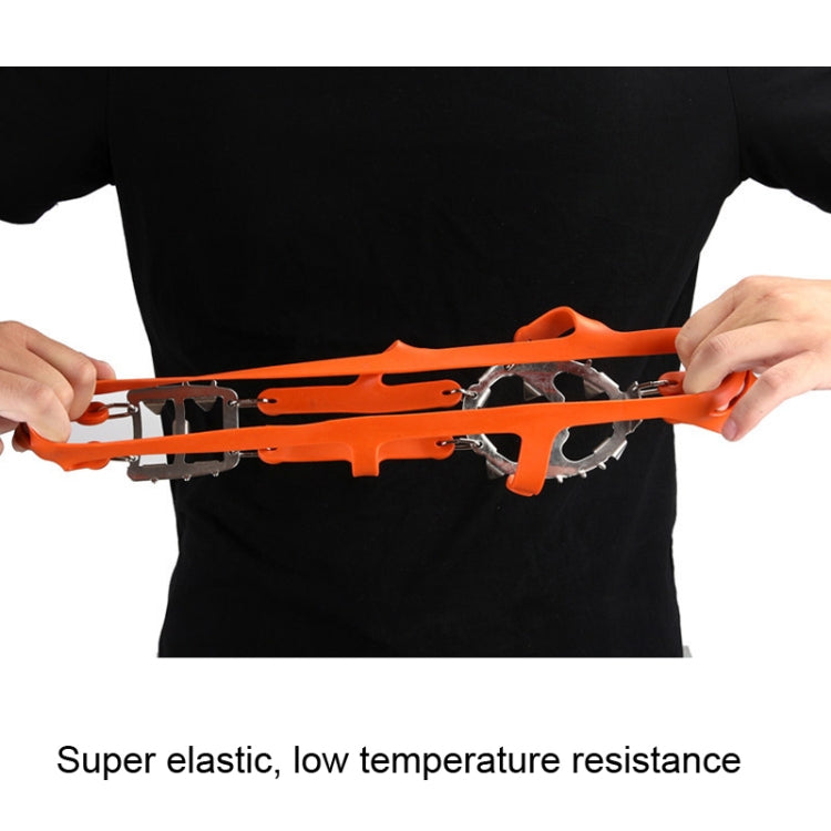 1 paio di 18 ramponi a punte grandi, per passeggiate invernali all'aperto, per la pesca sul ghiaccio, con racchette da neve, dimensioni:, M Black, L Black, M Orange, L Orange