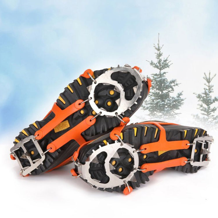 1 paio di 18 ramponi a punte grandi, per passeggiate invernali all'aperto, per la pesca sul ghiaccio, con racchette da neve, dimensioni:, M Black, L Black, M Orange, L Orange
