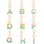 Ciondolo per borsa portachiavi con lettera inglese epossidica in lamina d'oro da 2 pezzi, A, B, C, D, E, F, G, H, I, J, K, L, M, N, O, P, Q, R, S, T, U, V, W, X, Y, Z