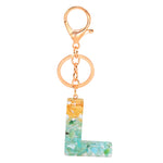 Ciondolo per borsa portachiavi con lettera inglese epossidica in lamina d'oro da 2 pezzi, A, B, C, D, E, F, G, H, I, J, K, L, M, N, O, P, Q, R, S, T, U, V, W, X, Y, Z