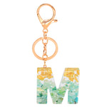Ciondolo per borsa portachiavi con lettera inglese epossidica in lamina d'oro da 2 pezzi, A, B, C, D, E, F, G, H, I, J, K, L, M, N, O, P, Q, R, S, T, U, V, W, X, Y, Z