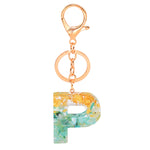 Ciondolo per borsa portachiavi con lettera inglese epossidica in lamina d'oro da 2 pezzi, A, B, C, D, E, F, G, H, I, J, K, L, M, N, O, P, Q, R, S, T, U, V, W, X, Y, Z