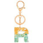 Ciondolo per borsa portachiavi con lettera inglese epossidica in lamina d'oro da 2 pezzi, A, B, C, D, E, F, G, H, I, J, K, L, M, N, O, P, Q, R, S, T, U, V, W, X, Y, Z