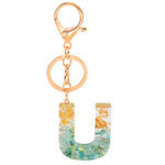 Ciondolo per borsa portachiavi con lettera inglese epossidica in lamina d'oro da 2 pezzi, A, B, C, D, E, F, G, H, I, J, K, L, M, N, O, P, Q, R, S, T, U, V, W, X, Y, Z