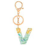Ciondolo per borsa portachiavi con lettera inglese epossidica in lamina d'oro da 2 pezzi, A, B, C, D, E, F, G, H, I, J, K, L, M, N, O, P, Q, R, S, T, U, V, W, X, Y, Z