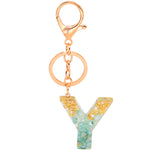Ciondolo per borsa portachiavi con lettera inglese epossidica in lamina d'oro da 2 pezzi, A, B, C, D, E, F, G, H, I, J, K, L, M, N, O, P, Q, R, S, T, U, V, W, X, Y, Z