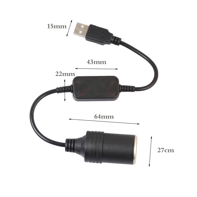 2 PCS USB per presa accendisigari per auto da 5 V a 12 V Cavo adattatore di alimentazione Boost, 35cm, 60cm, 120cm