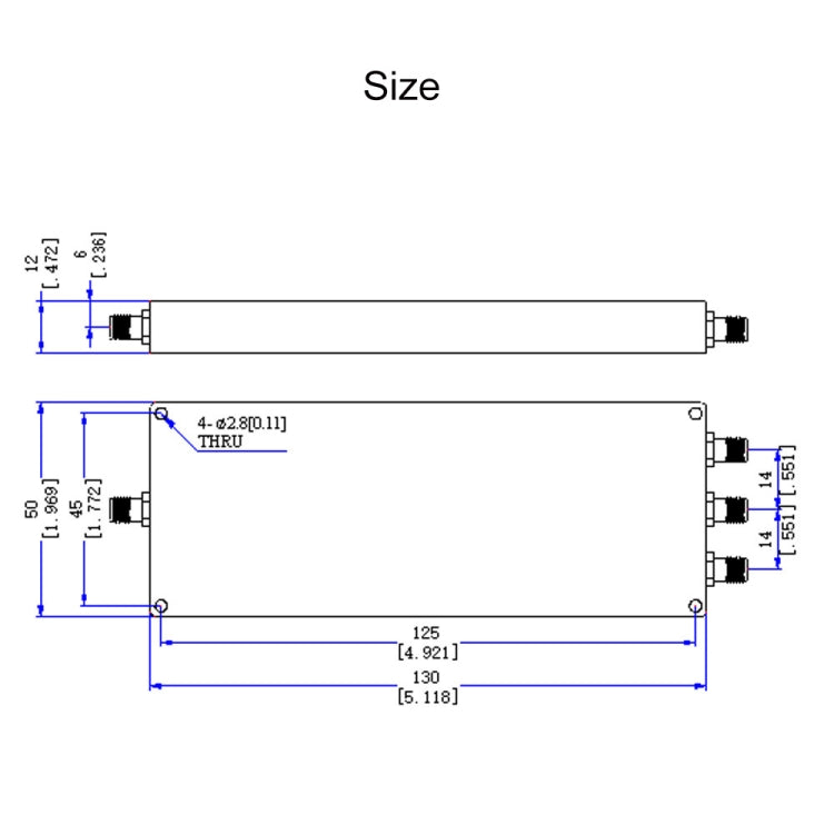 Splitter di potenza SMA 500-6000 MHz da 1 a 3 microstrip