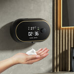 W2 Dispenser automatico di sapone in schiuma con ricarica USB a parete con visualizzazione della temperatura del tempo, White, Black