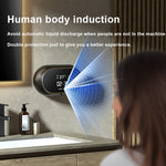 W2 Dispenser automatico di sapone in schiuma con ricarica USB a parete con visualizzazione della temperatura del tempo, White, Black