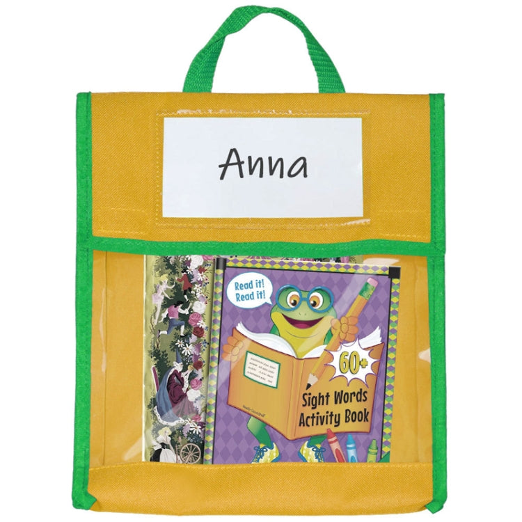 BG20080815 Tote Book Bag Toy Borsa per bambini in età scolare, Yellow, Green, Blue, Red