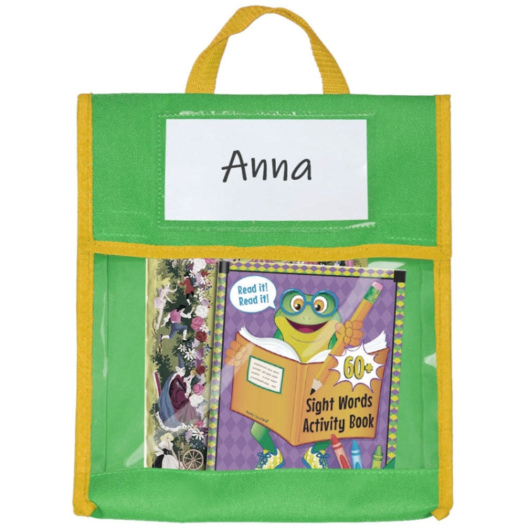 BG20080815 Tote Book Bag Toy Borsa per bambini in età scolare, Yellow, Green, Blue, Red