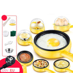 Fornello elettrico per frittata di uova da 350 W, pentola a vapore per padella, spina europea, stile:, Single Layer Set Yellow, Double Layer Set Yellow, Pan+Wood Shovel Yellow, Single Layer Set Pink, Double Layer Set Pink, Pan+Wood Shovel Pink