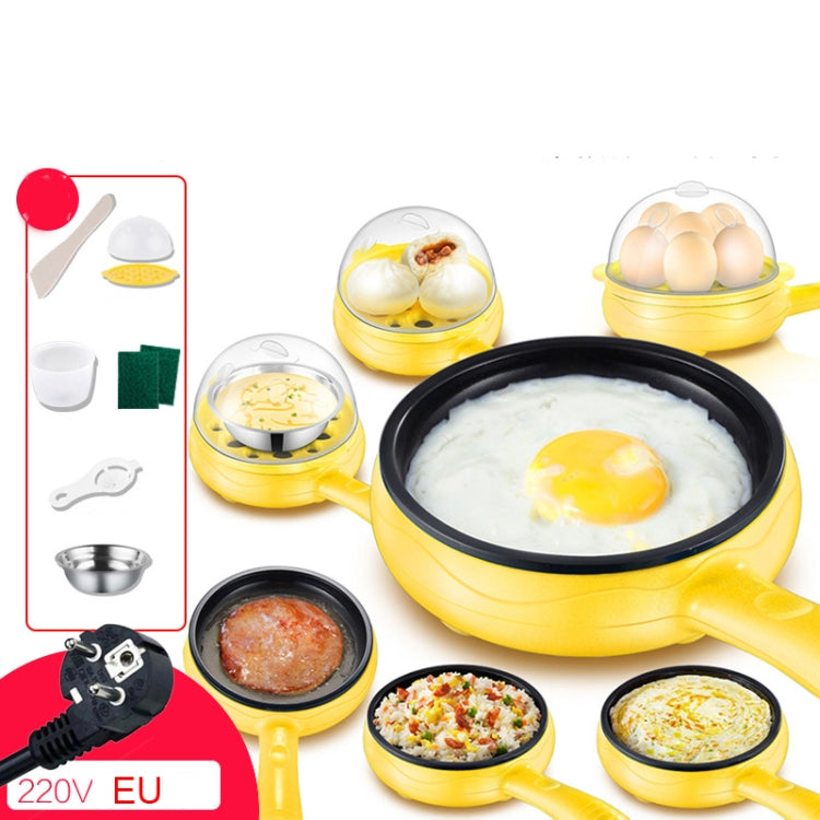 Fornello elettrico per frittata di uova da 350 W, pentola a vapore per padella, spina europea, stile:, Single Layer Set Yellow, Double Layer Set Yellow, Pan+Wood Shovel Yellow, Single Layer Set Pink, Double Layer Set Pink, Pan+Wood Shovel Pink