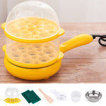 Fornello elettrico per frittata di uova da 350 W, pentola a vapore per padella, spina europea, stile:, Single Layer Set Yellow, Double Layer Set Yellow, Pan+Wood Shovel Yellow, Single Layer Set Pink, Double Layer Set Pink, Pan+Wood Shovel Pink