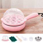 Fornello elettrico per frittata di uova da 350 W, pentola a vapore per padella, spina europea, stile:, Single Layer Set Yellow, Double Layer Set Yellow, Pan+Wood Shovel Yellow, Single Layer Set Pink, Double Layer Set Pink, Pan+Wood Shovel Pink