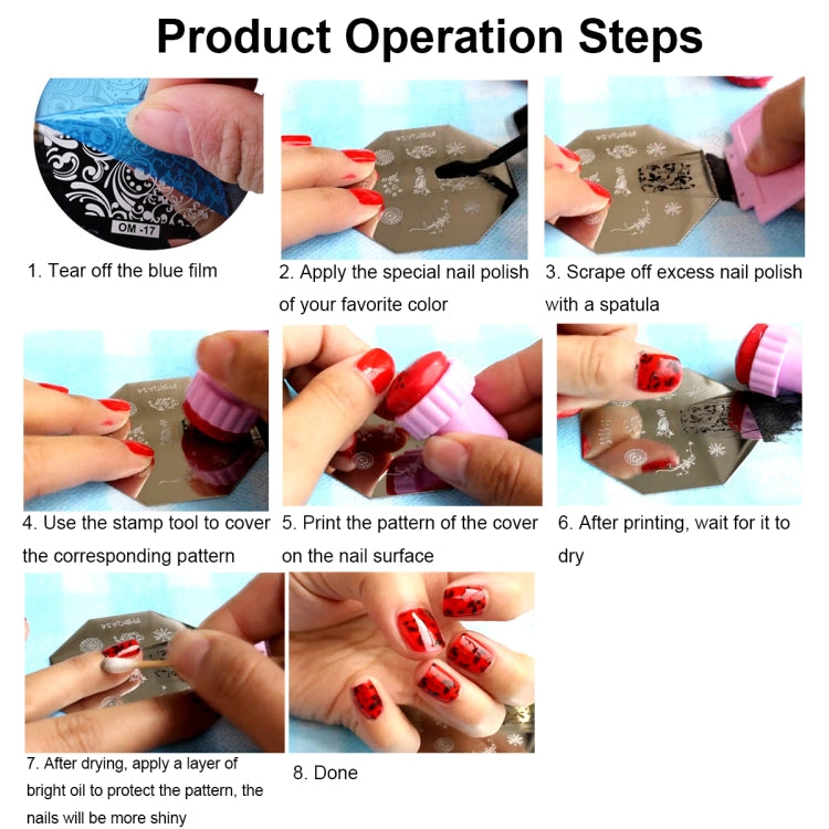 Strumenti per nail art modello di stampa nail art in acciaio inossidabile da 5 pezzi