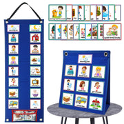 Calendario visivo per bambini Pianificatore di lavoro quotidiano Borsa da appendere per l'educazione precoce, Daily Work Planner