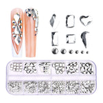 Decorazione per unghie con strass per unghie a forma di fondo piatto a 12 griglie, 01, 02, 03, 04, 05, 06, 07, 08, 10, 11, 12, 13, 14, 15, 16, 18, 19, 20, 21, 22, 23, 24, 25, 26